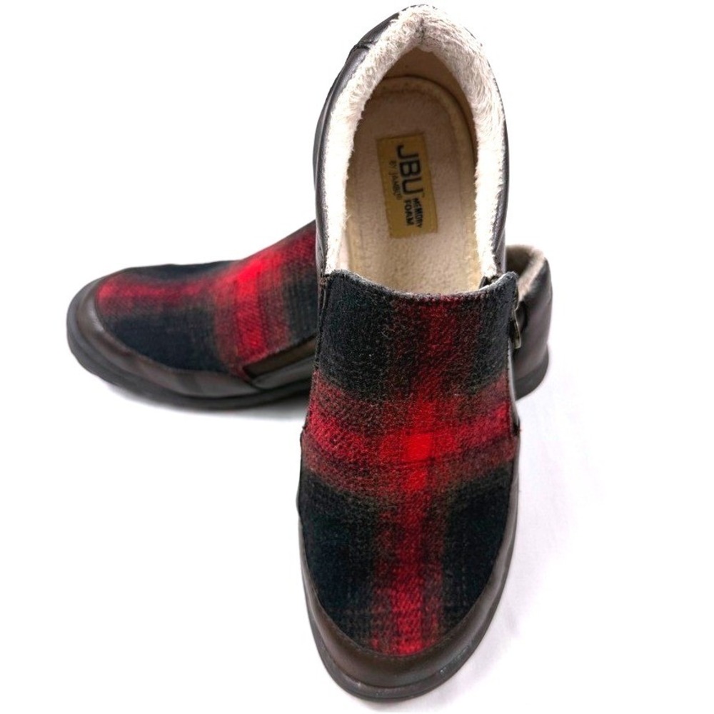 JBU Jambu Crimson Cabincore 8.5M Buffalo Plaid Lined Memory Foam Loafers